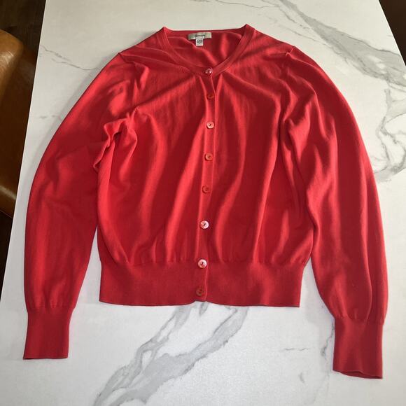 Faconnable Vtg Cardigan Sweater Womens Large Cotton Button Up Cotton Career EUC - Picture 1 of 11